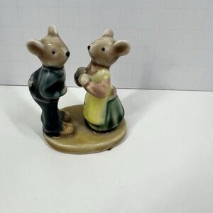 Vintage Enesco Mouse Couple Figurine Dancing Dating‎ Kissing Mice Romantic Love